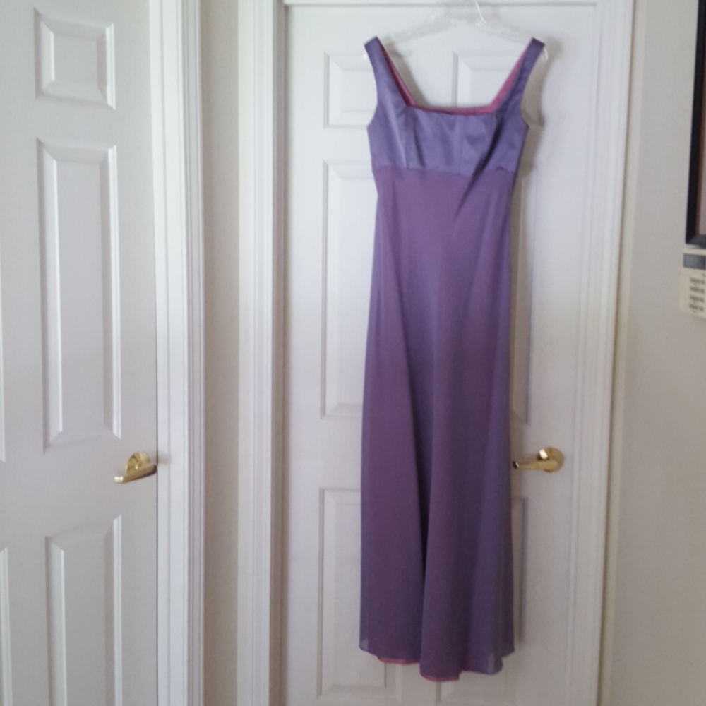 💜 Vintage 90s Dark Lilac Purple Empire Waist Gown